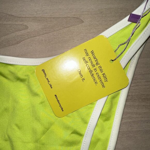 NWT Kitty and Vibe Chartreuse Cheeky Bikini Bottom Zuma S2 Neon Yellow Small - Picture 3 of 8